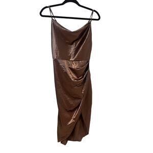 NWT Micas Satin Draped Sleeveless Midi Dress Size Medium
